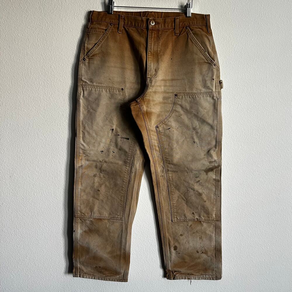 Carhartt B136 BRN faded brown double knee work wear carpenter pants